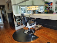 a barber chair in a salon